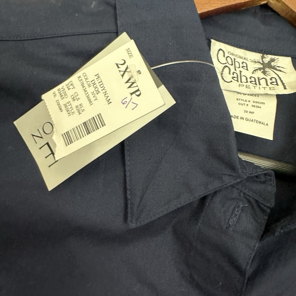 Copa‎ Cabana Sailboat Top Womens 2XWP Button Up Nautical Coastal Preppy Navy NWT - Picture 2 of 8